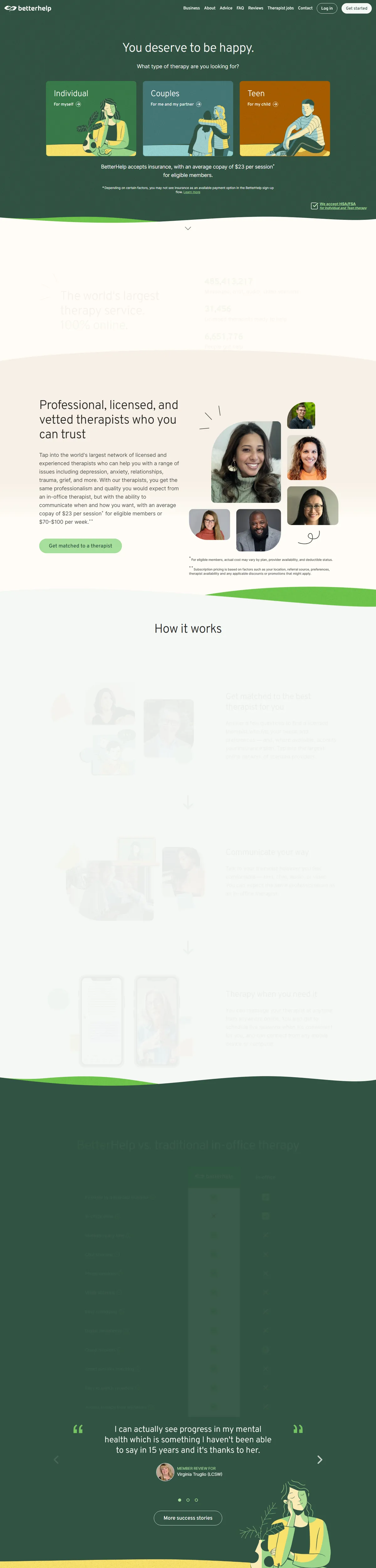 Full page of betterhelp.com