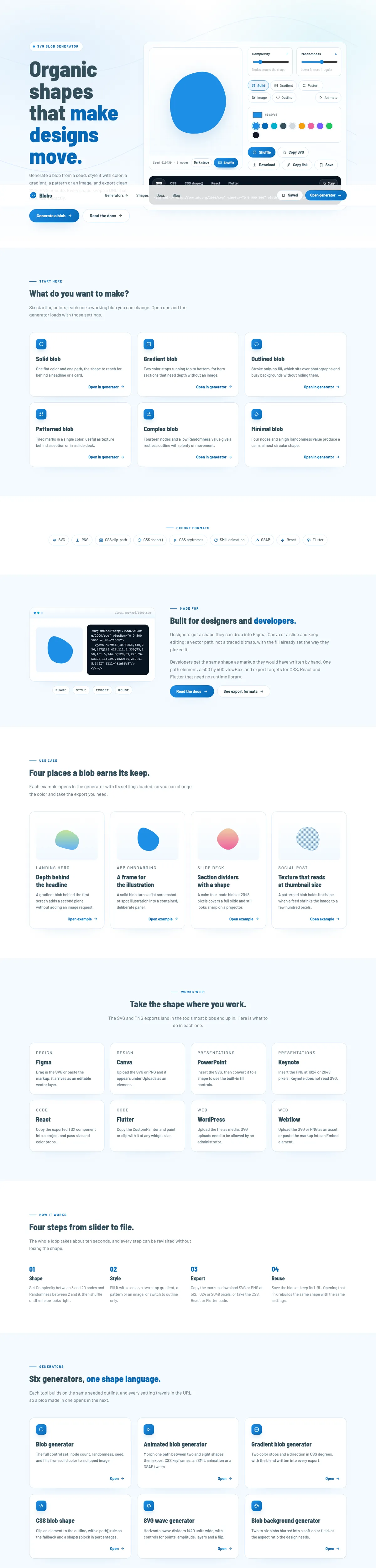 Full page of blobs.app