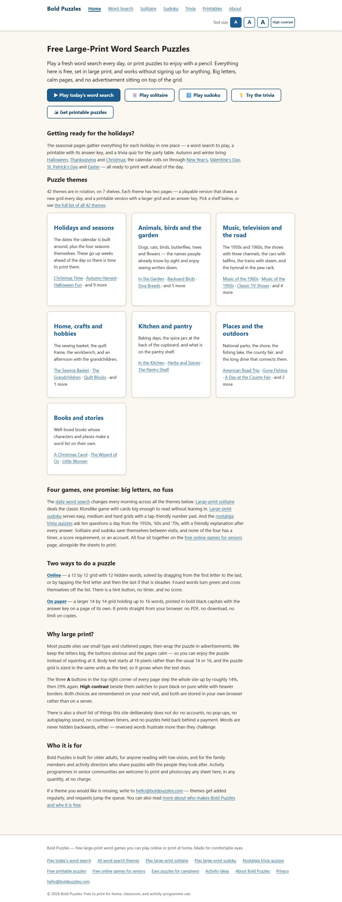 Full page of boldpuzzles.com