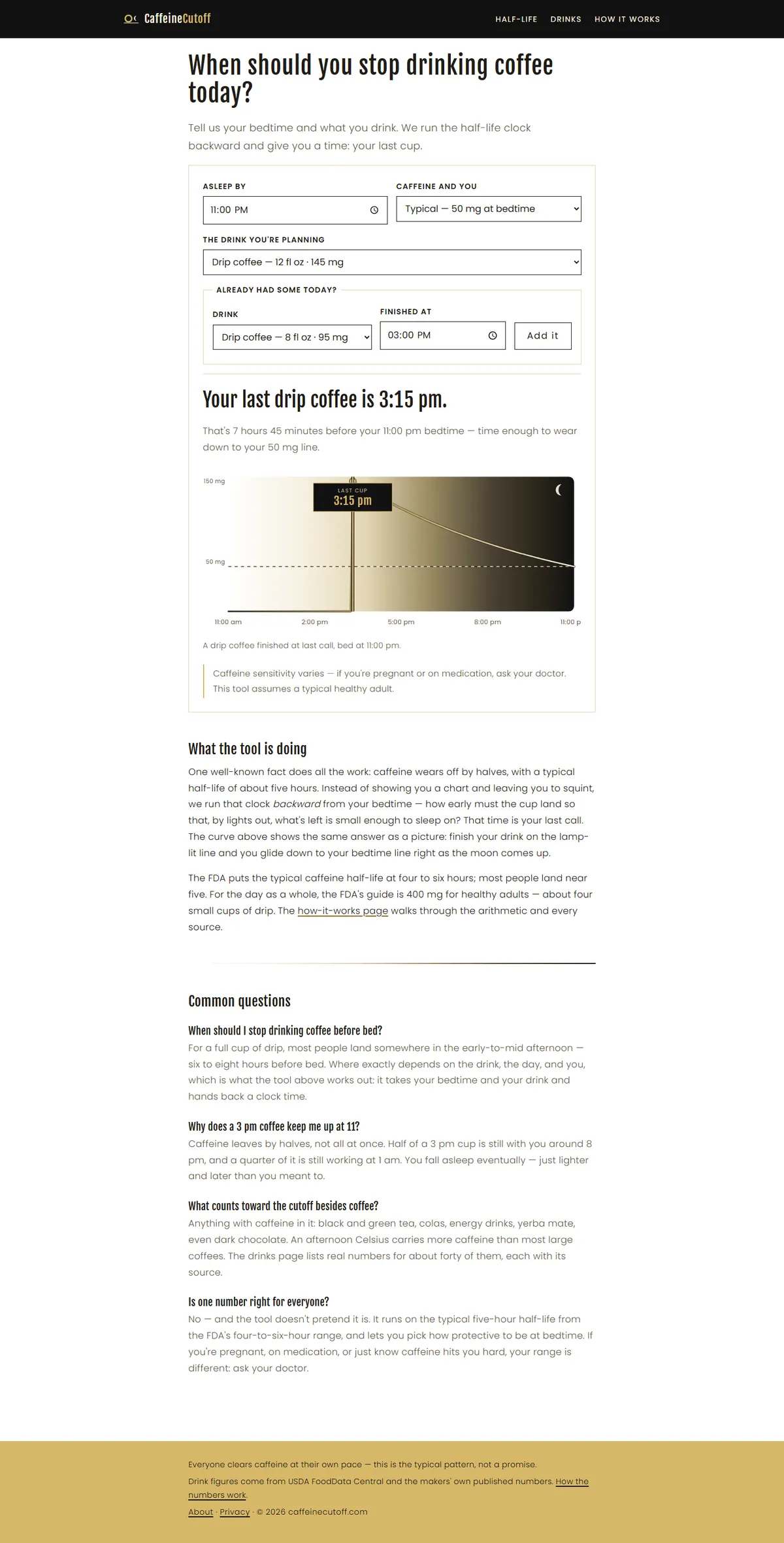 Full page of caffeinecutoff.com