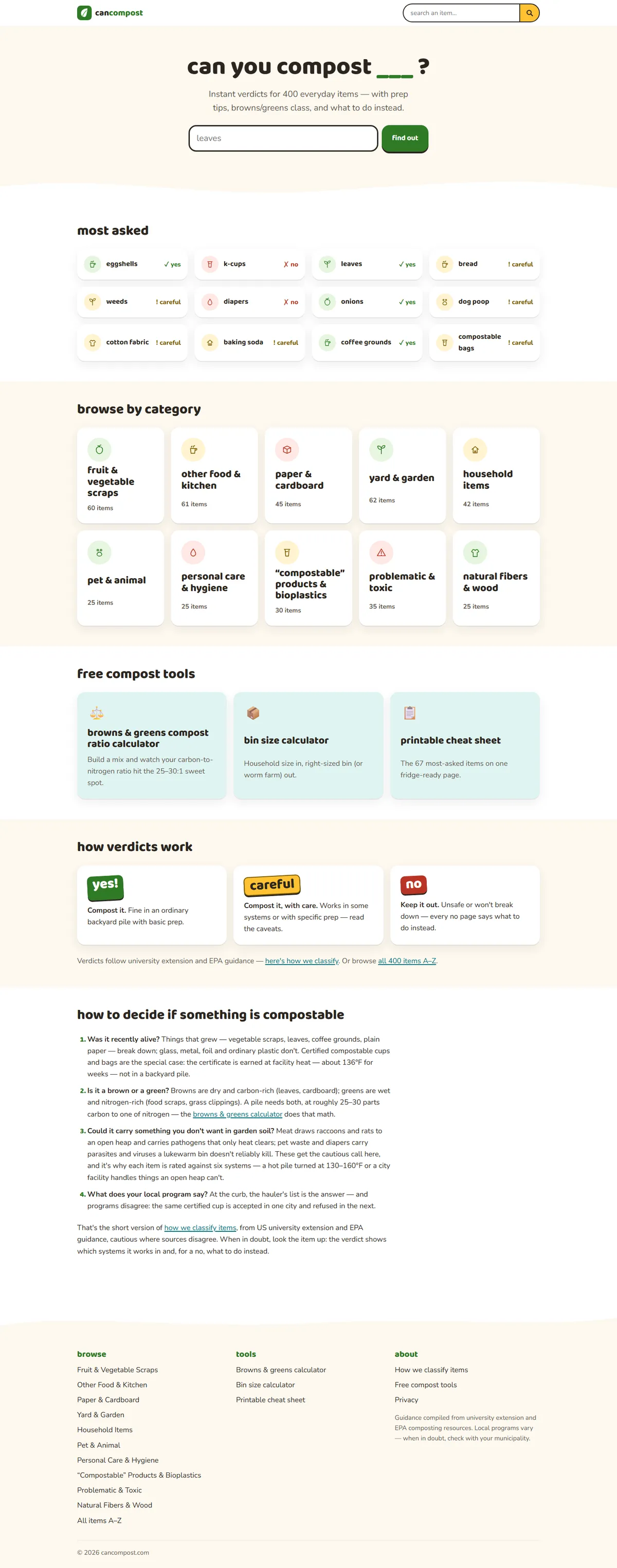 Full page of cancompost.com