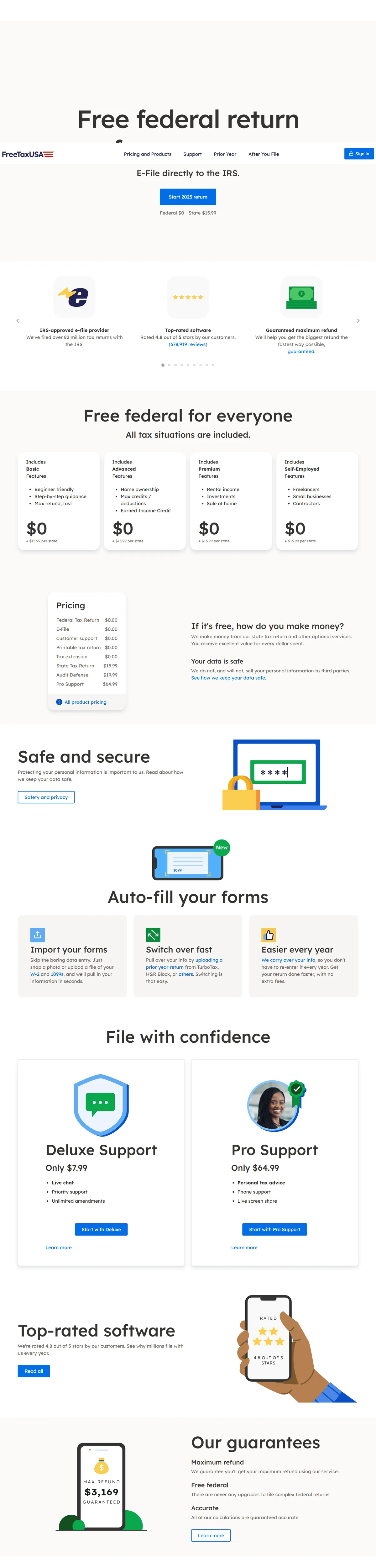 Full page of freetaxusa.com