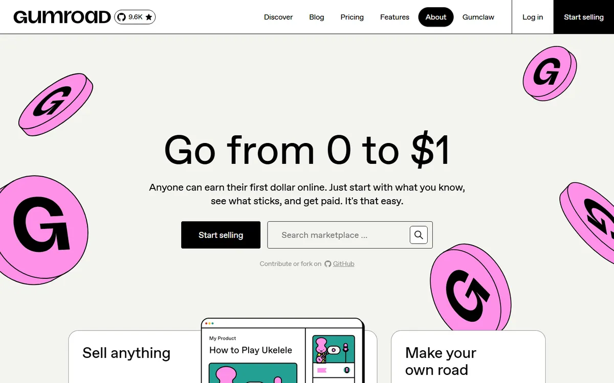 Full page of gumroad.com