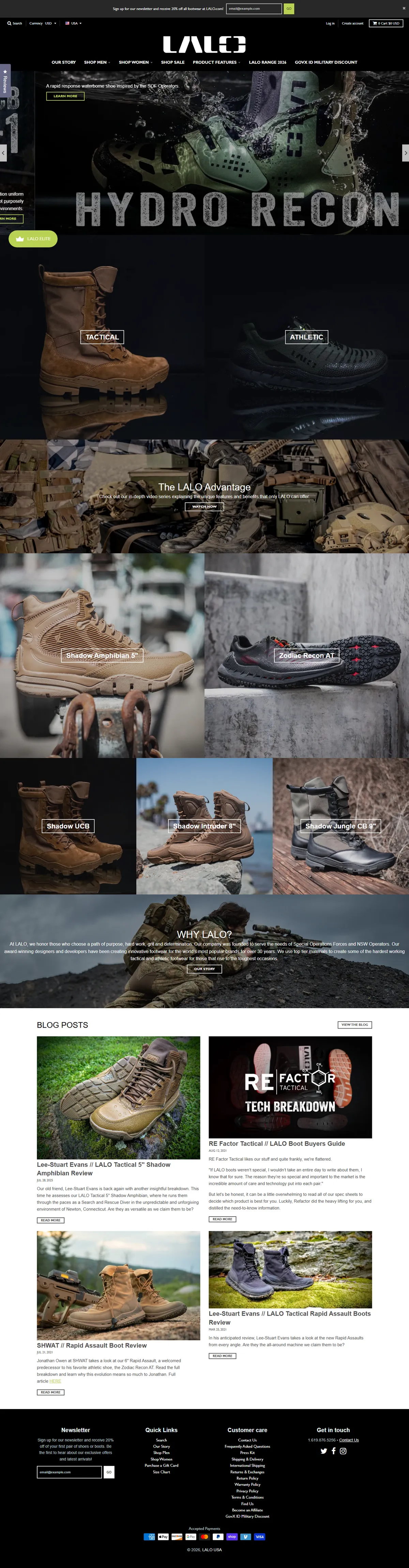 Full page of lalo.com