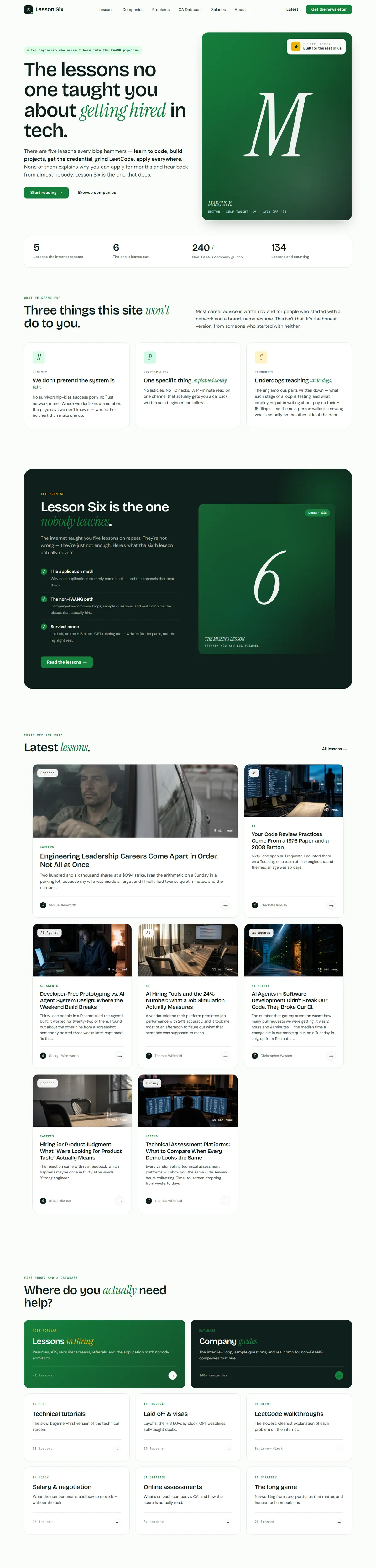 Full page of lessonsix.com