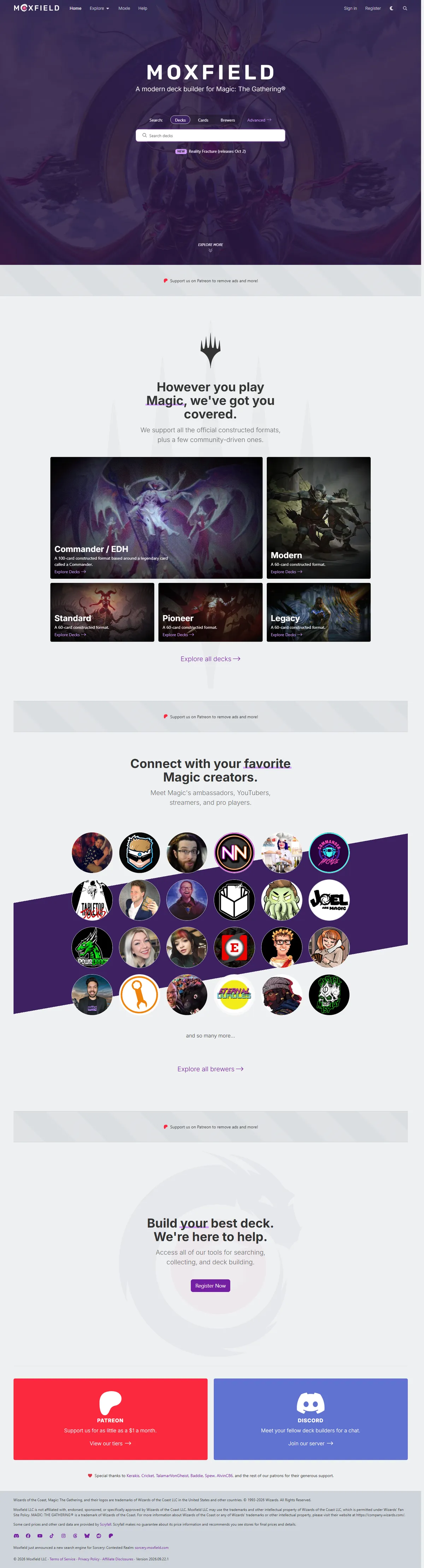 Full page of moxfield.com