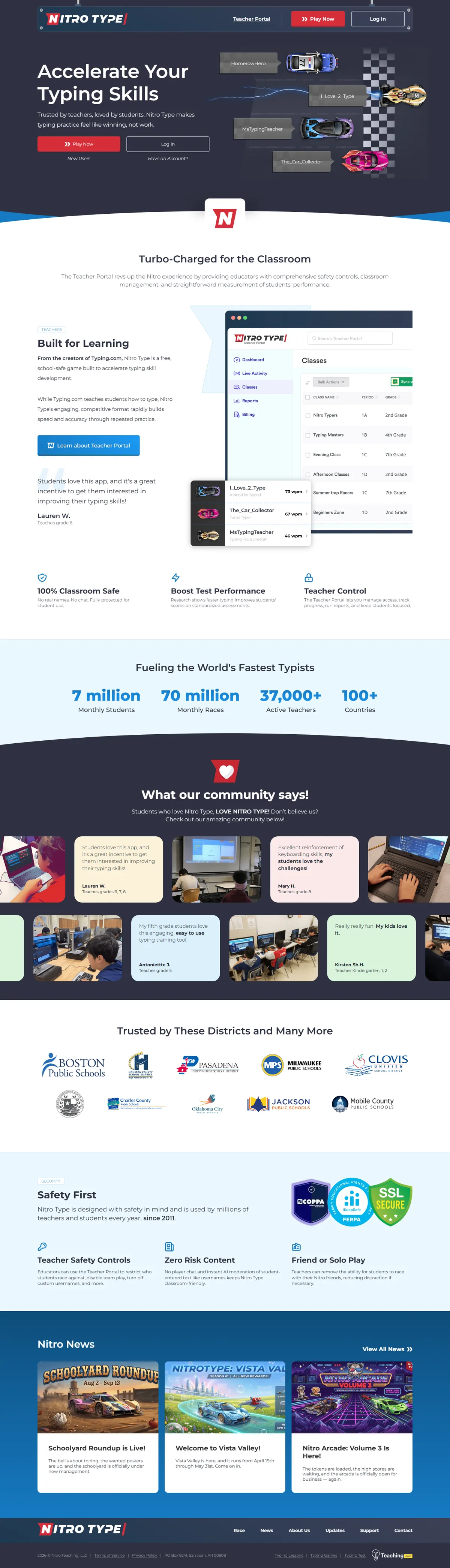 Full page of nitrotype.com