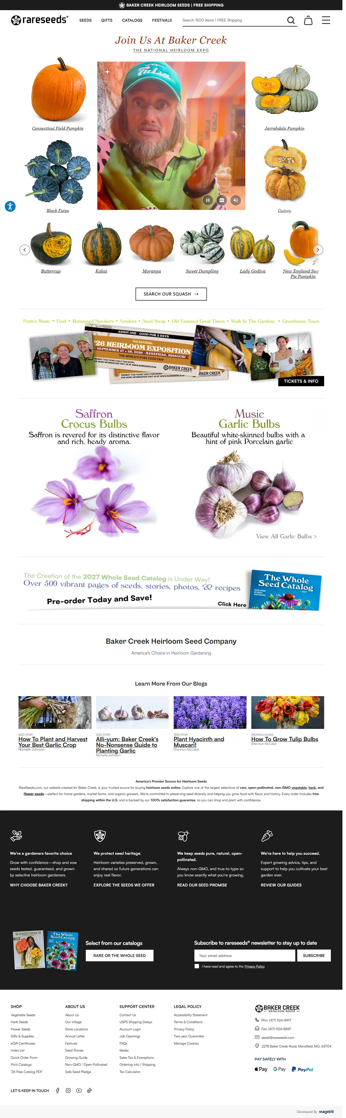 Full page of rareseeds.com