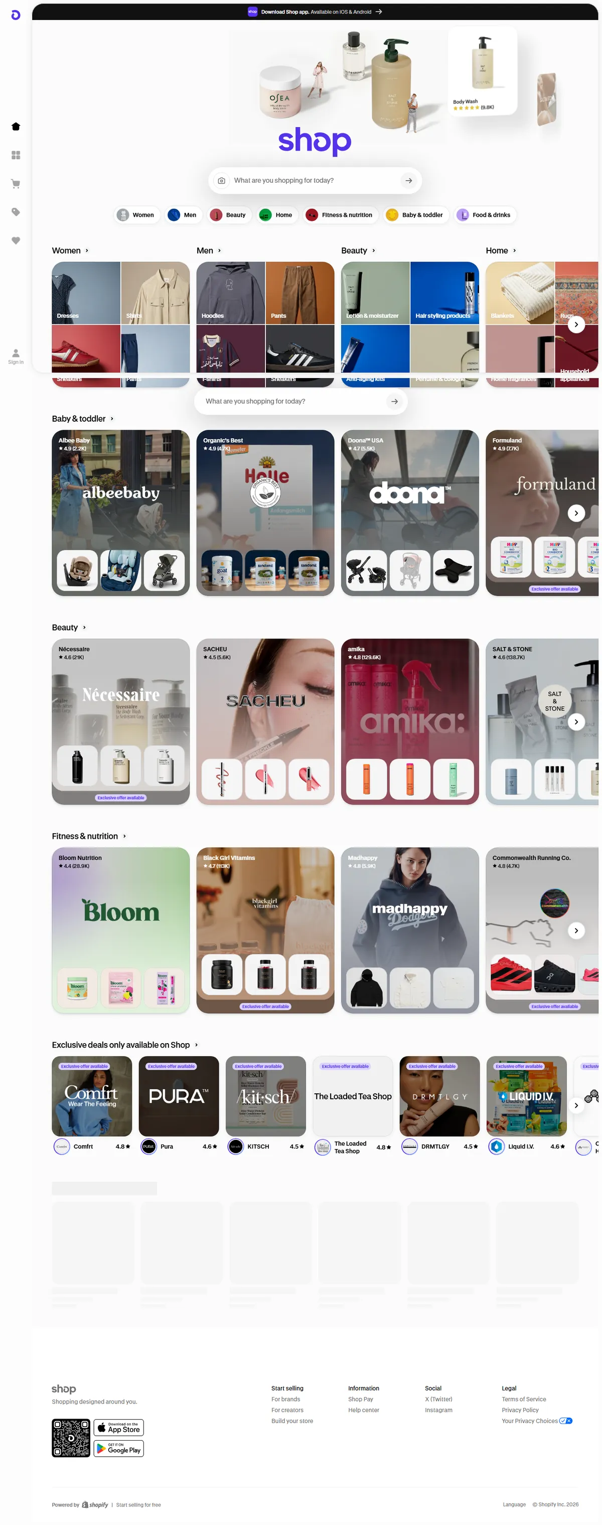 Full page of shop.app