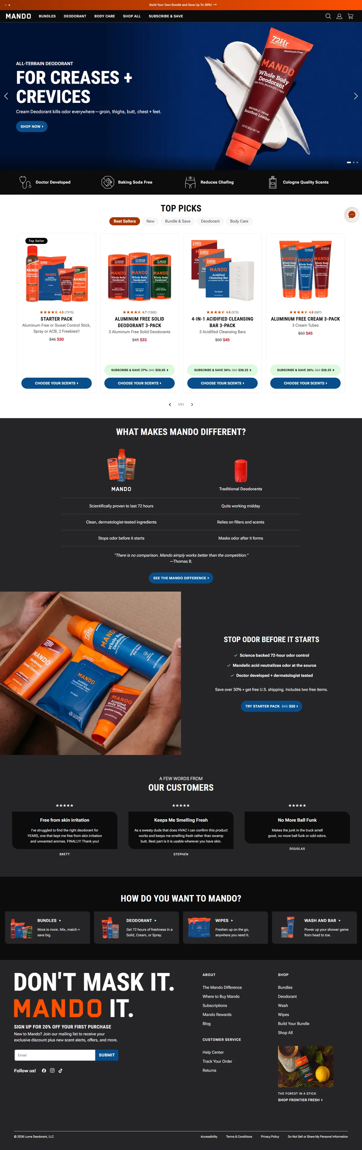 Full page of shopmando.com