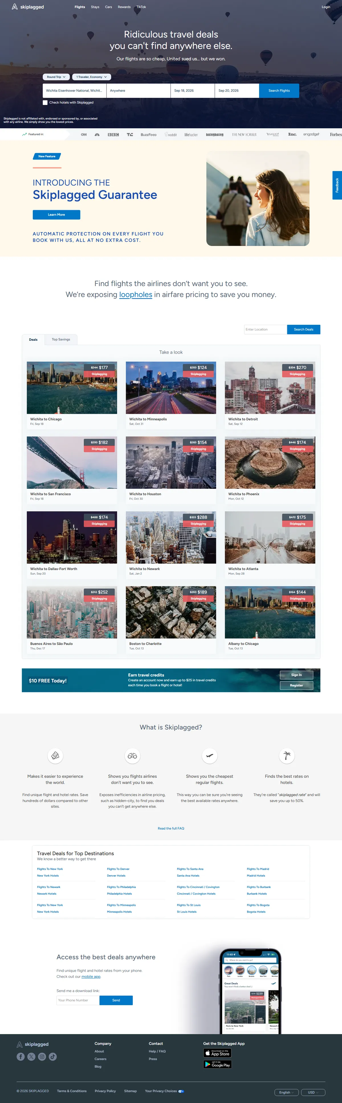 Full page of skiplagged.com