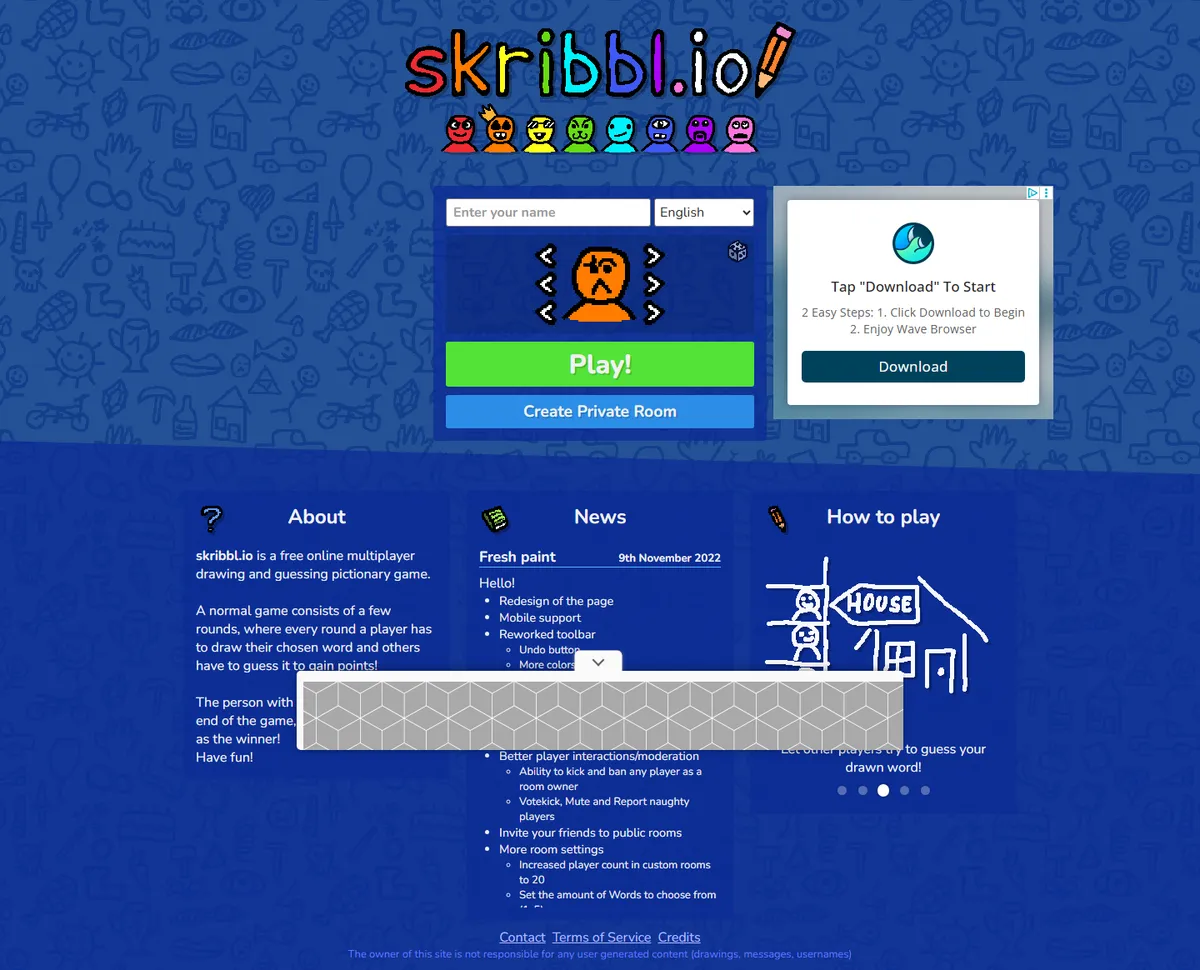 Full page of skribbl.io