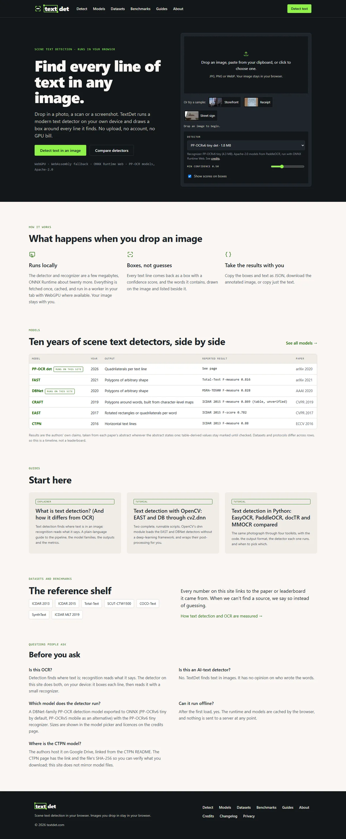 Full page of textdet.com